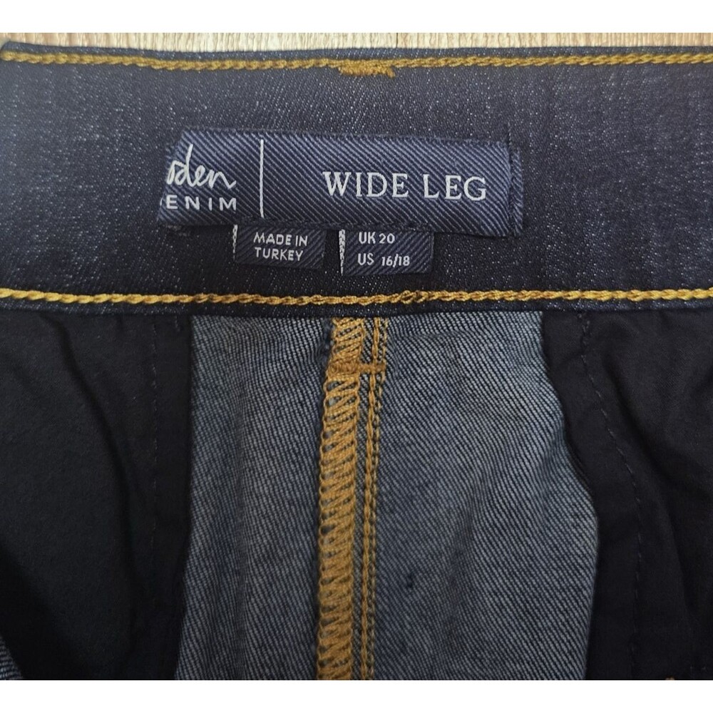 BODEN Wide Leg Cropped Jeans NWT Womens 16 Denim Culottes High Rise Indigo Blue - Picture 6 of 8